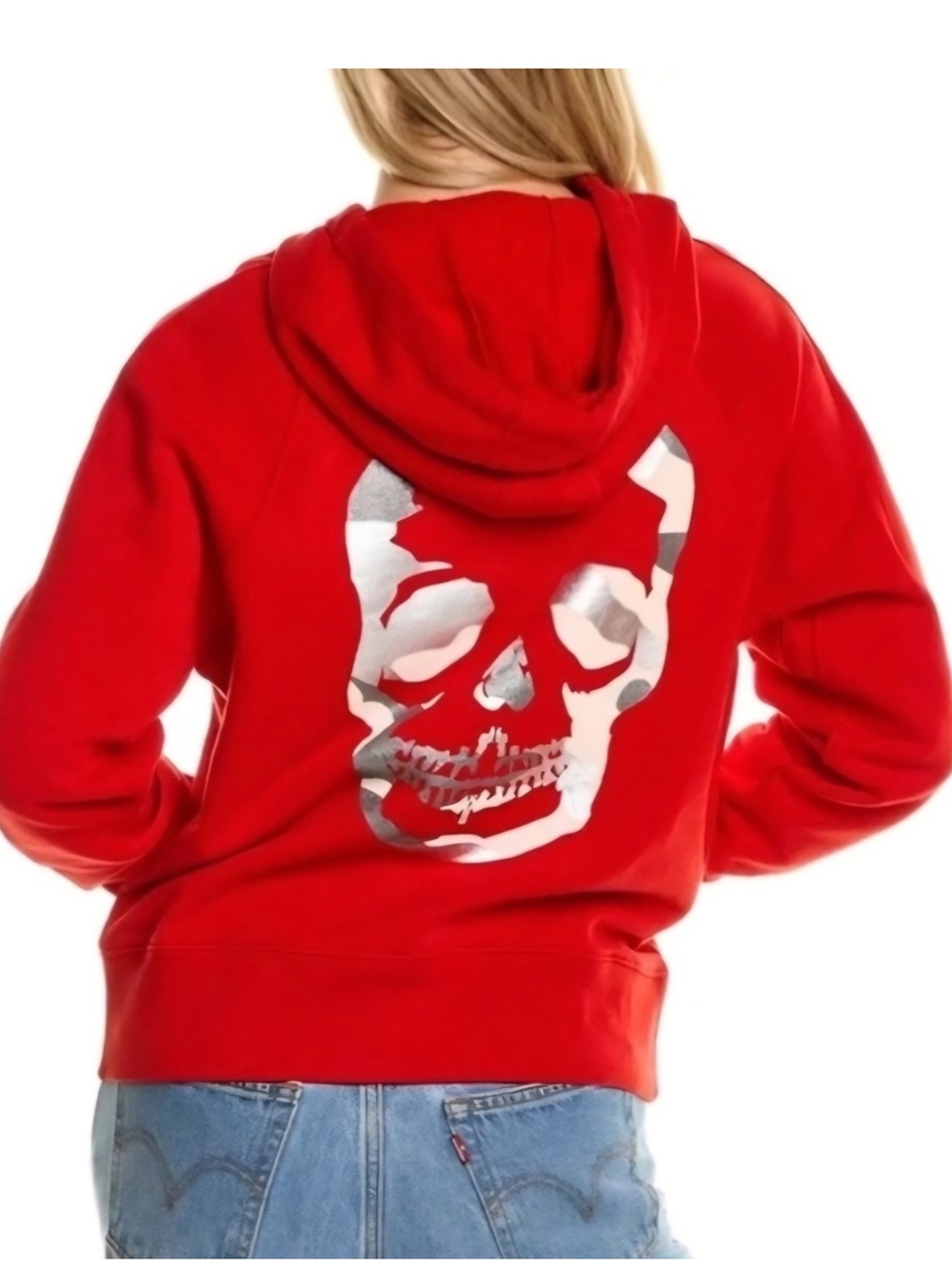 Zadig & Voltaire Clipper Skull Camo Hoodie Red 100% Cotton XS